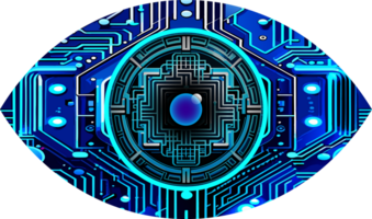 blauw oog cyber circuit toekomstige technologie concept achtergrond png