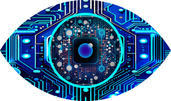 Blue eye cyber circuit future technology concept background png