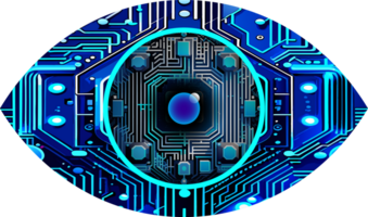 fondo di concetto di tecnologia futura del circuito cyber degli occhi blu png