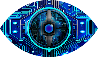 fondo di concetto di tecnologia futura del circuito cyber degli occhi blu png
