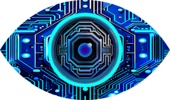 Fondo de concepto de tecnología futura de circuito cibernético de ojo azul png