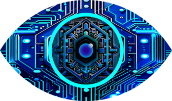 Blue eye cyber circuit future technology concept background png