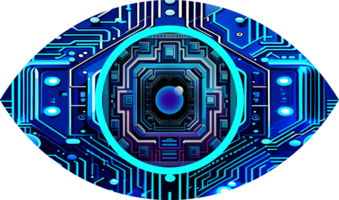 Blue eye cyber circuit future technology concept background png