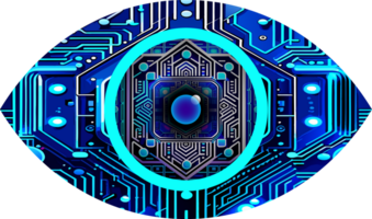 blauw oog cyber circuit toekomstige technologie concept achtergrond png