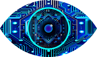 fondo di concetto di tecnologia futura del circuito cyber degli occhi blu png