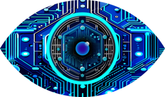 fond de concept de technologie future cyber circuit oeil bleu png