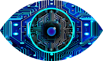 blauw oog cyber circuit toekomstige technologie concept achtergrond png