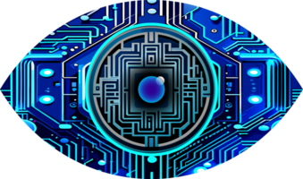 blauw oog cyber circuit toekomstige technologie concept achtergrond png