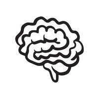 Vector simple brain icon black lines on a white background