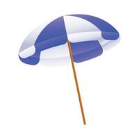 Vector realistic blue beach umbrella isolated on white background