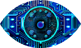 Blue eye cyber circuit future technology concept background png