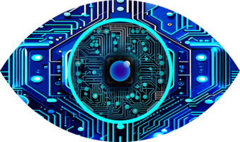 Blue eye cyber circuit future technology concept background png