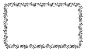 Vector drawn floral frame on white background