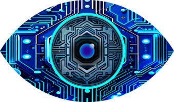 Blue eye cyber circuit future technology concept background png