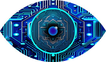 blauw oog cyber circuit toekomstige technologie concept achtergrond png
