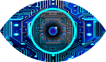 fondo di concetto di tecnologia futura del circuito cyber degli occhi blu png