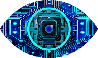 Fondo de concepto de tecnología futura de circuito cibernético de ojo azul png
