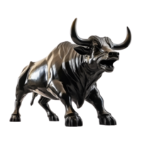 ai generiert ein Stier mit glühend Blau Hörner auf ein transparent Hintergrund png