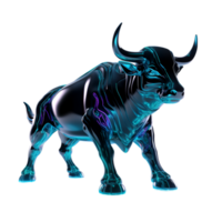 AI generated a futuristic bull with glowing horns on a transparent background png