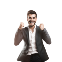 AI generated a man in a suit is raising his fist png