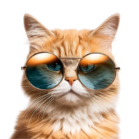 ai généré une chat portant des lunettes de soleil sur une transparent Contexte png