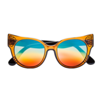 AI generated sunglasses with orange and blue lenses on a transparent background png