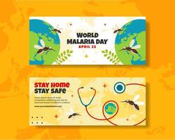Malaria Day Horizontal Banner Flat Cartoon Hand Drawn Templates Background Illustration vector
