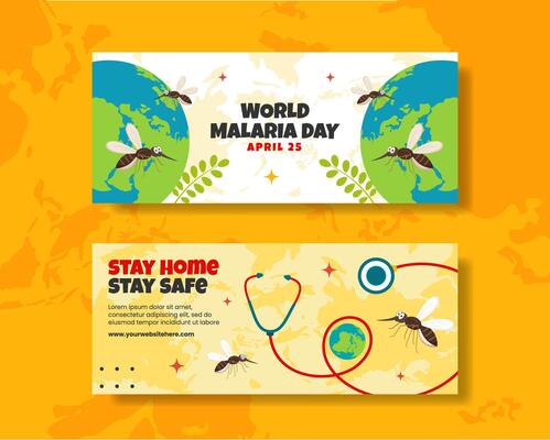 Malaria Day Horizontal Banner Flat Cartoon Hand Drawn Templates Background Illustration