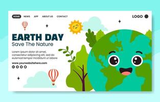 Earth Day Social Media Landing Page Cartoon Hand Drawn Templates Background Illustration vector