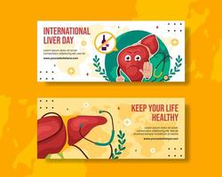 Liver Day Horizontal Banner Flat Cartoon Hand Drawn Templates Background Illustration vector