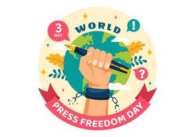 World Press Freedom Day Vector Illustration on May 3 with News Microphones and Newspaper to Right to Speak in Flat Cartoon Background