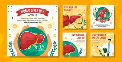 Liver Day Social Media Post Flat Cartoon Hand Drawn Templates Background Illustration vector