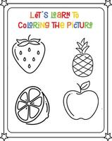 drawing vector image pomegranate strawberry pineapple and apple