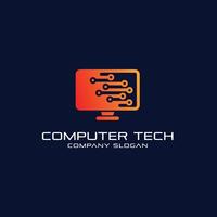 Pixel computer technology logo template designs computer service logo template designs vector