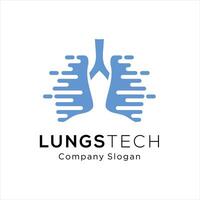 Human lungs logo designs template, lungs technology logo design vector, respiratory system logo design vector