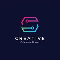 Inspiration logo initial letter S abstract with tech style and gradient color. vector