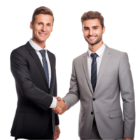 AI generated two business men shaking hands on white background png