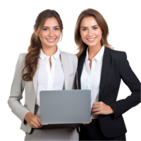 AI generated business women and laptop png