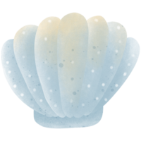 Illustration of a blue-yellow scallop with polka dots. png