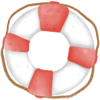 Illustration of a red-white lifebuoy with a rope attached. png