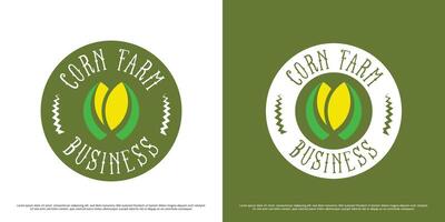 Corn garden logo design illustration. Sticker stamp label mark village agricultural corn cultivation agriculture. Flat icon symbol simple minimal classic vintage nature cornstarch growth grain feed. vector