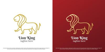 Jungle lion logo design illustration. Line silhouette of wild animal lion king of the jungle ferocious carnivore fauna claws fangs tail. Minimalist majesty gradient honor brave linear line art icon. vector