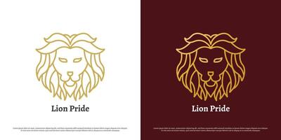 Lion mascot logo design illustration. Silhouette shadow of wild wild animal ferocious predator carnivore king of the jungle leon lion face. Gradient elegant luxury glamor simple geometric icon symbol. vector