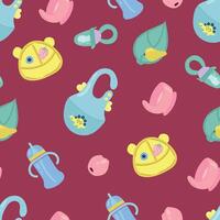 Seamless pattern with children's dishes. Design for fabric, textiles, wallpaper, packaging. vector