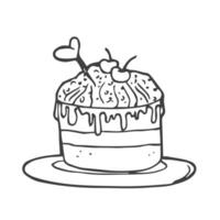 Doodle sketch of cake in vector