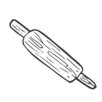 Rolling pin doodle icon isolated kitchen tools vector