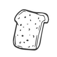 Whole wheat toast bread hand drawn outline doodle icon. Slice of bread for sandwich vector sketch illustration for print, web, mobile and infographics isolated on white background.