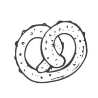pretzel en estilo de garabato simple. ilustración vectorial aislado sobre fondo blanco. vector