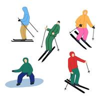 Set of a skier in action vector