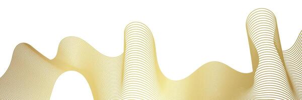 abstract wavy gold lines on transparent background vector